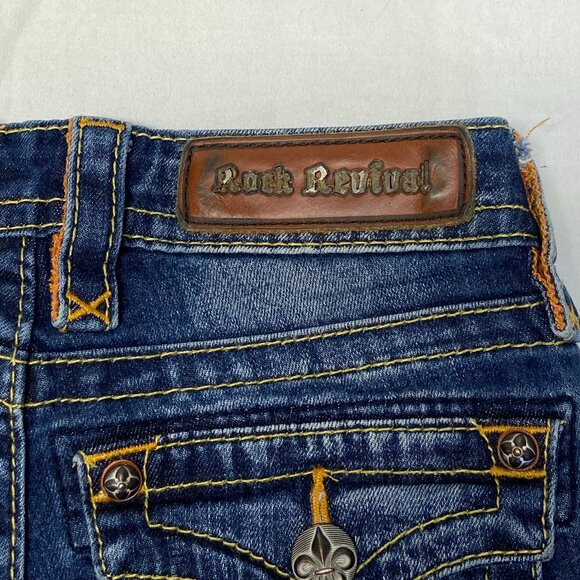 Low Rise Light Distress Jessica Straight Faded Denim Jeans 25 Rock Revival - Picture 12 of 16